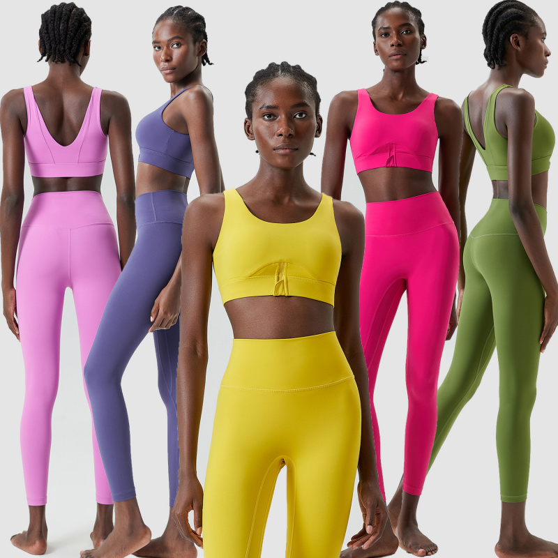 Yoga Fitness Set - Tweedelige set rits yoga sportoutfit voor