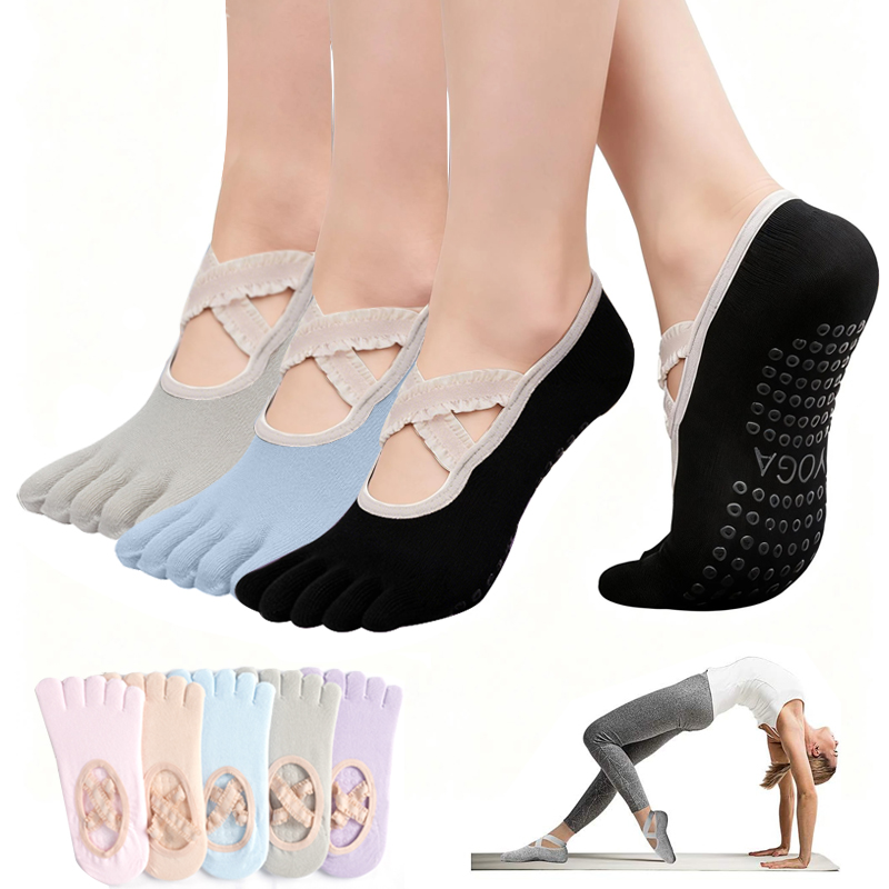 Yoga Fitness Pilates - Dames antislip pilates sokken dames kanten