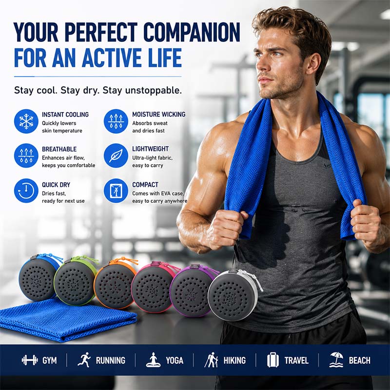 Yoga Fitness Gym - Direct verkoelende handdoek met EVA-hoesje, snel