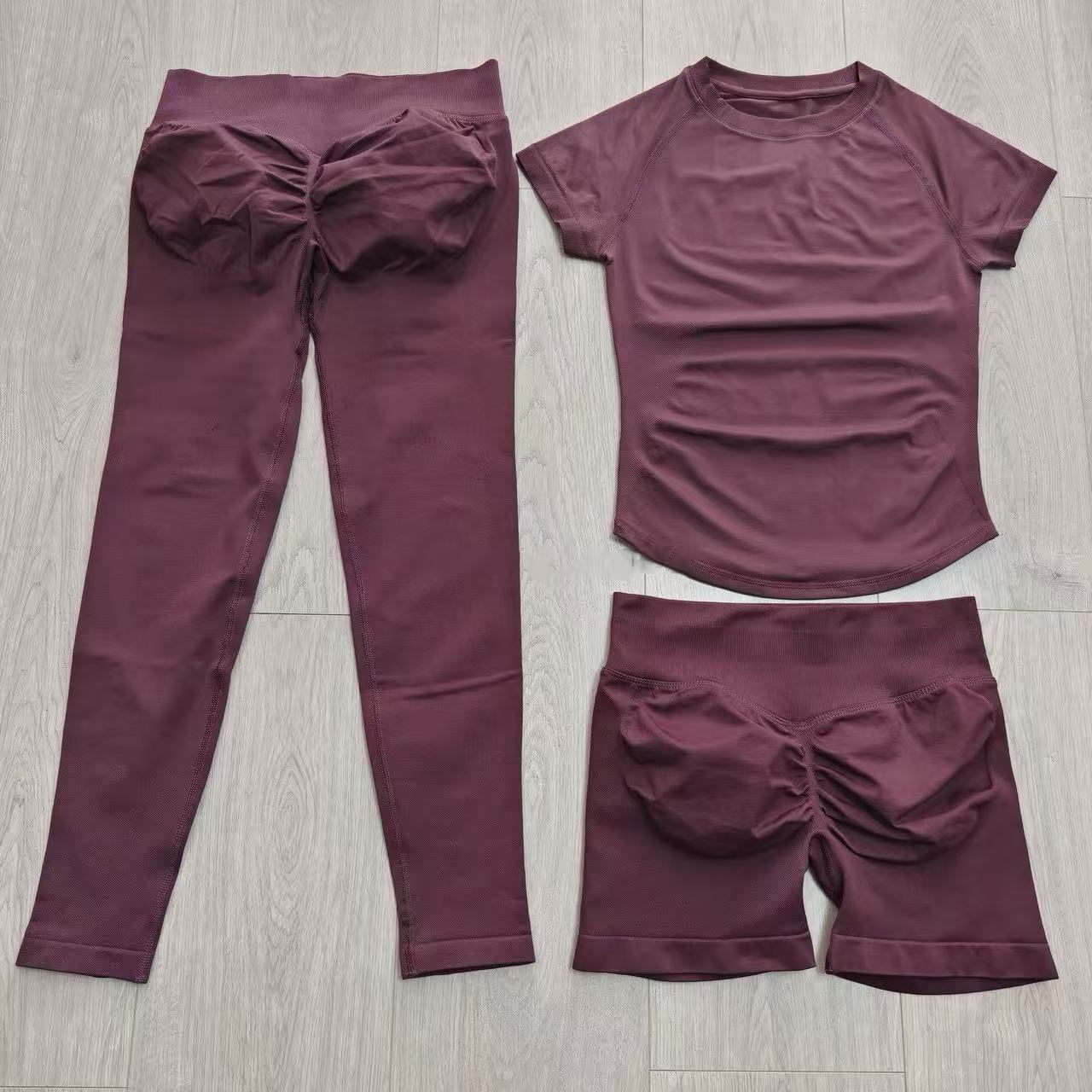 Yoga Fitness Set - 2-delige sportsets met korte mouwen, naadloze
