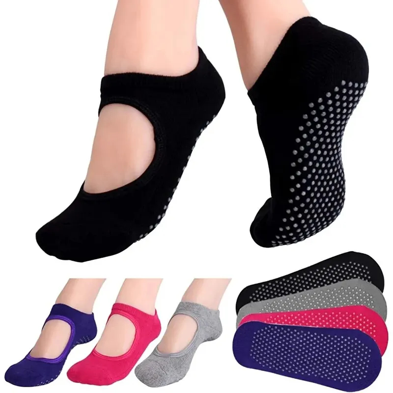 Yoga Fitness Gym - Backless antislip fitness yogasokken katoen dames